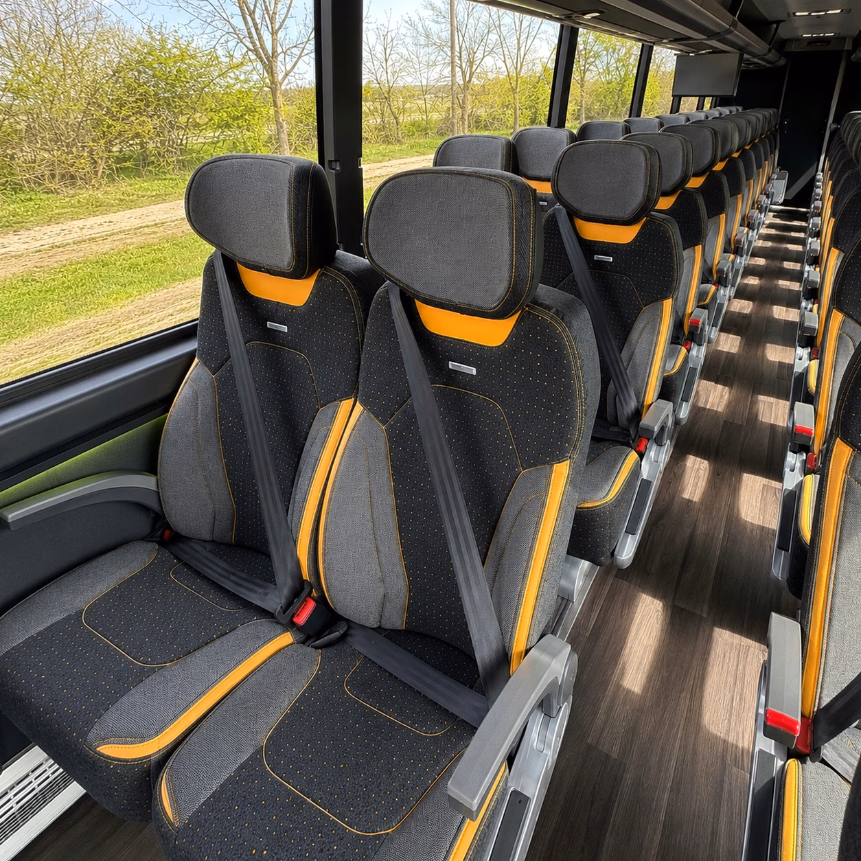 56 passenger charter bus interior